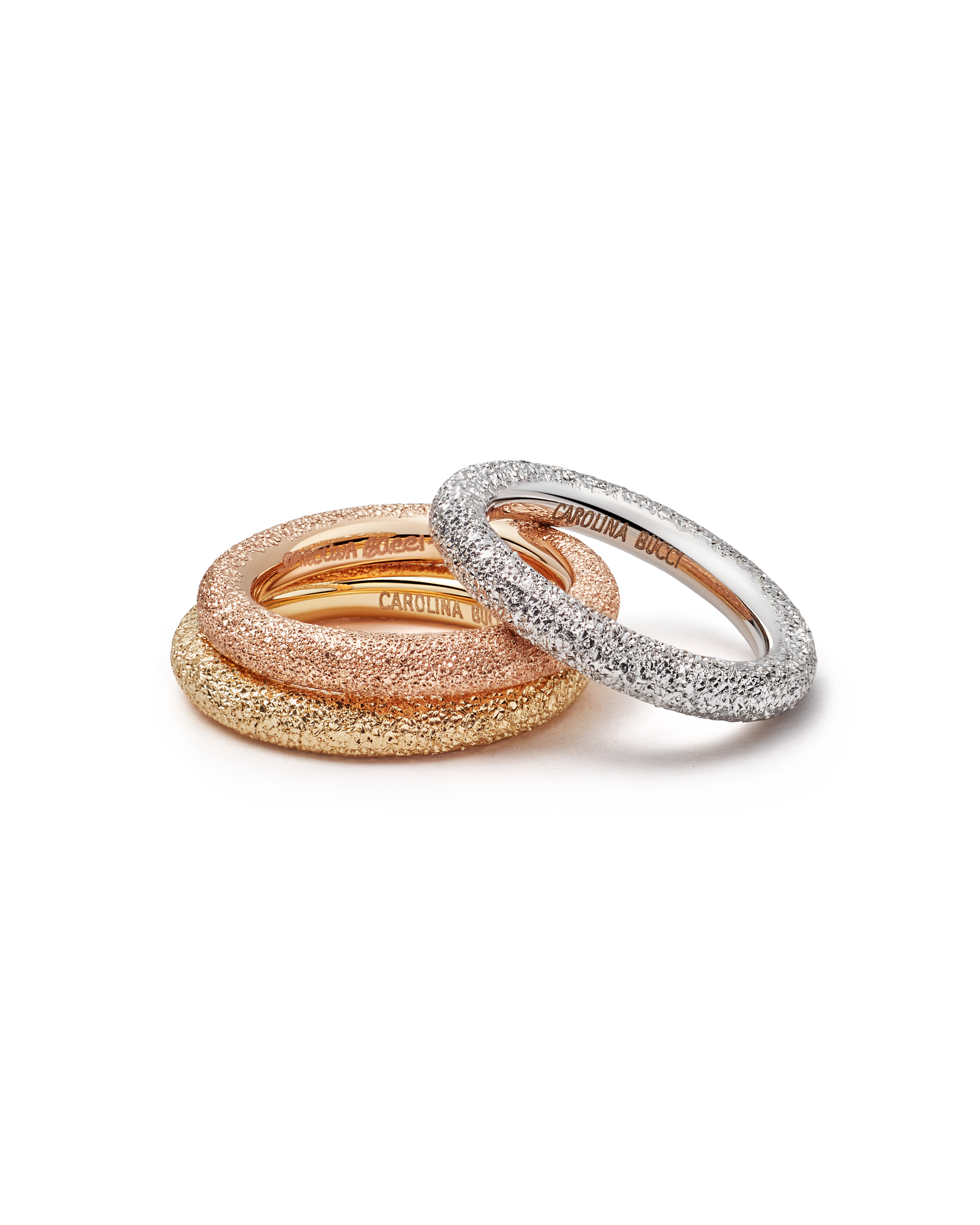 Florentine Finish Thick Ring Set Mix Gold | Carolina Bucci