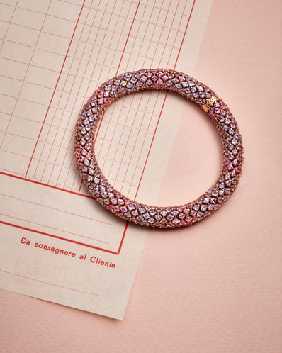 Carolina Bucci Twister Luxe tennis bracelet in all pink sapphires.