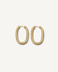 18k yellow florentine frosted finish gold 1885 grande links earrings on white background