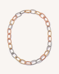 18k yellow, white and rose gold florentine frosted finish 1885 grande links necklace on white background