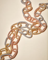18k yellow, white and rose gold florentine frosted finish 1885 grande links necklace on cream background