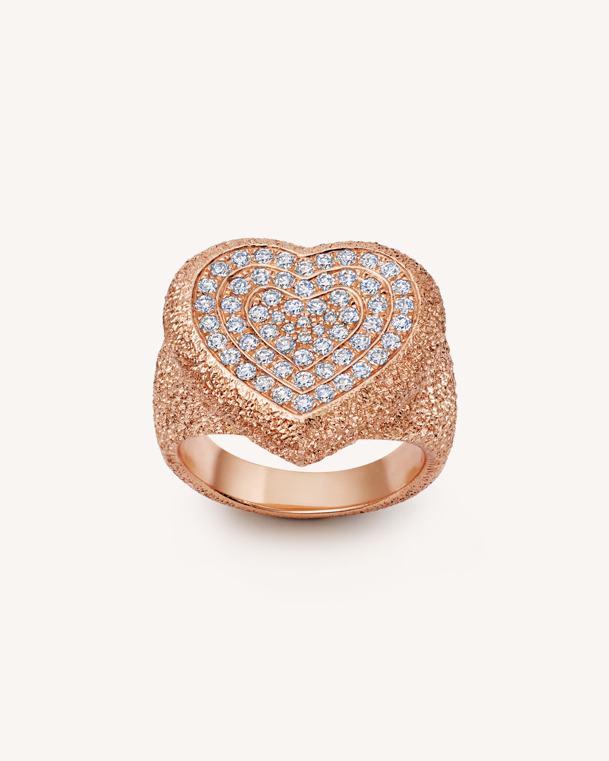 White Diamond Pavé Cuore Ring 18k Gold | Carolina Bucci