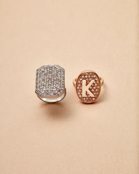 Sunshine Pavé Table Initial Ring