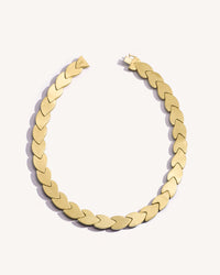 Back view of EveryDay necklace, brushed 18k yellow gold, on white background