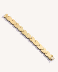 Back view of EveryDay bracelet clasp, brushed 18k yellow gold, engraved wish meanings, on white background