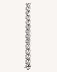 18k White Gold EveryDay bracelet with Patinato segments, White Diamond pavé segments, shown laid flat on white background