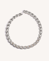 18k White Gold EveryDay necklace with Patinato segments, White Diamond pavé segments, on white background