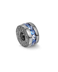 18k florentine frosted finish black gold forte beads blue sapphire precious bead including blue sapphires on white background