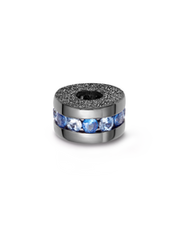 18k florentine frosted finish black gold forte beads blue sapphire precious bead including blue sapphires on white background