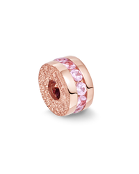 18k rose florentine frosted finish gold forte beads precious bead with pink sapphire on white background