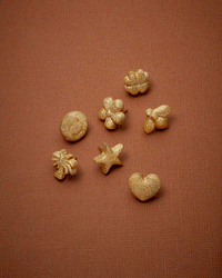 18k yellow forte got lucky florentine frosted finish gold single earring collection on vermillion background