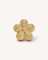 18k yellow forte got lucky florentine frosted finish gold fiore single earring on white background