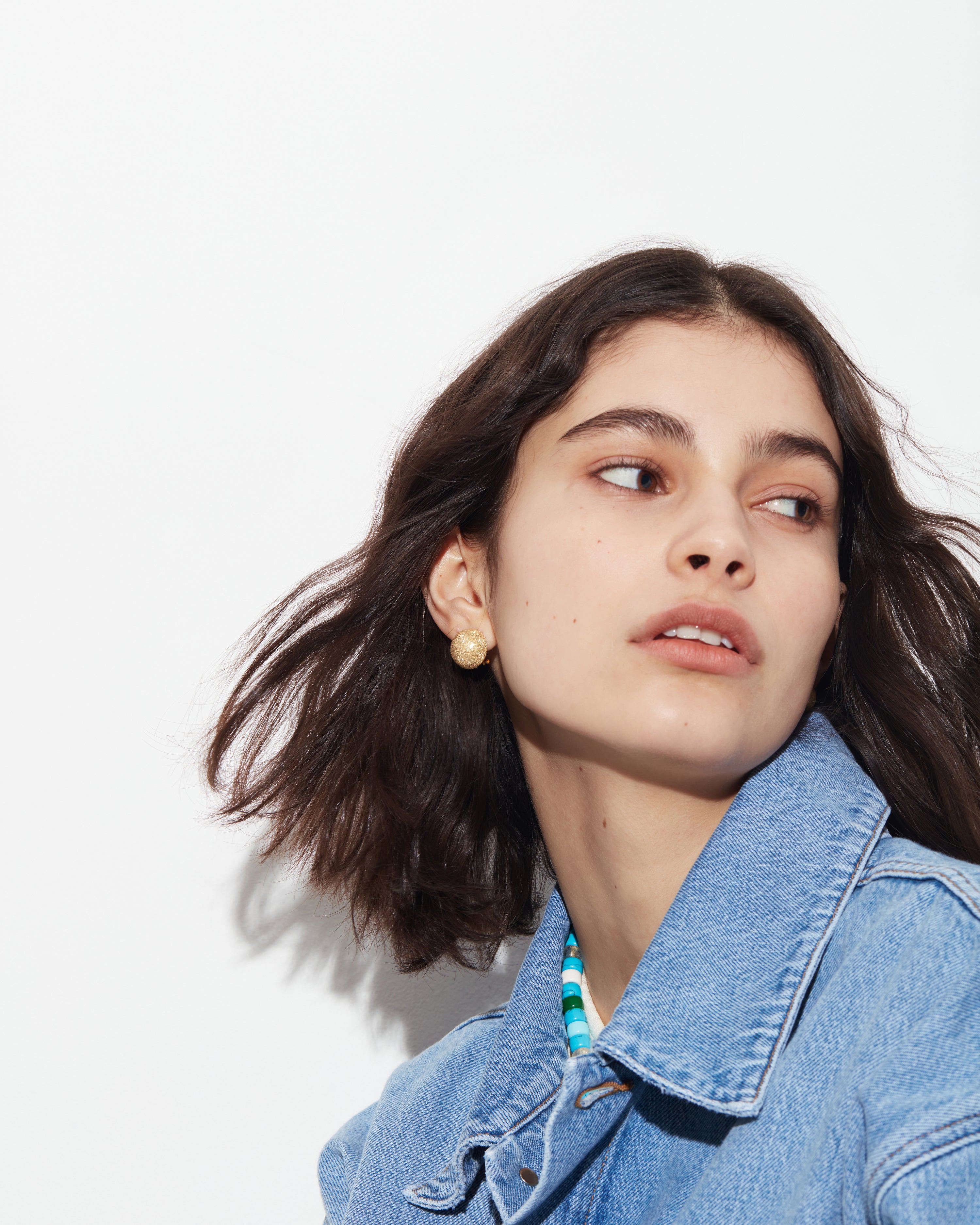 Florentine Finish Large Button Studs With Clip | Carolina Bucci