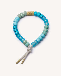 Hydra forte beads bracelet with moon lurex cord and 18k yellow gold caps with Fgl Occhio bead