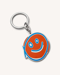 18k white gold Happiness lucky keychain on white background