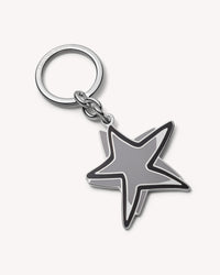 18k white gold Health lucky keychain on white background
