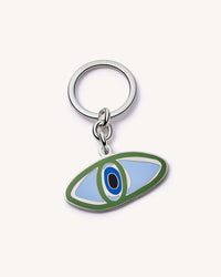 18k white gold Protection lucky keychain on white background