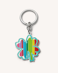 18k white gold SuperLucky lucky keychain on white background