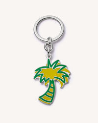 18k white gold Travel lucky keychain on white background