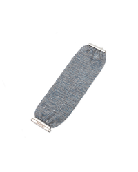 18K white gold and silk 5 cm woven bracelet on white background