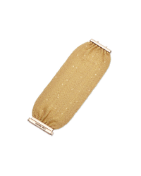 18K rose gold and yellow silk 5 cm woven bracelet on white background