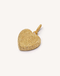 18k yellow florentine frosted finish gold small cuore pendant on white background