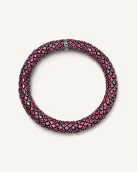18k black gold 360 twister luxe rubies bracelet encased with pavé rubies on white background