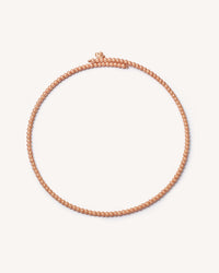 18k rose gold open beaded choker on white background