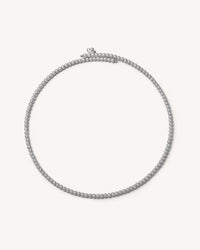 18k white gold open beaded choker on white background