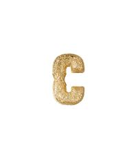 18k Yellow gold florentine frosted finish letter C 