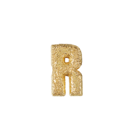 18k Yellow gold florentine frosted finish letter R