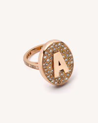 Sunshine Pavé Table Initial Ring