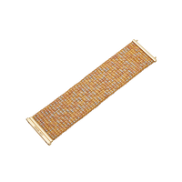 18k yellow, white and rose gold beaded 4 cm woven bracelet on white background