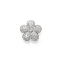 18k florentine frosted finish white gold fiore bead on white background