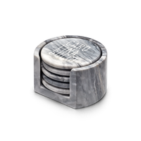 Carrara bardiglio marble coasters on white background