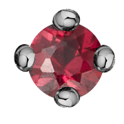 18k black gold rondelles holding ruby on white background