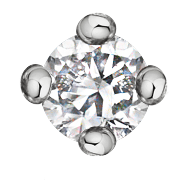 18k white gold rondelles holding white diamond on white background