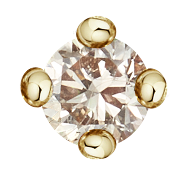 18k yellow gold holding champagne diamond on white background
