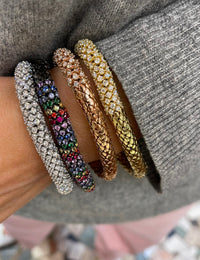 18k yellow, white, rose and black gold 360 and 180 twister luxe bracelet with pavé white and champagne diamonds and precious stones