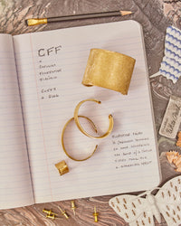 18k yellow florentine frosted finish gold cuff collection