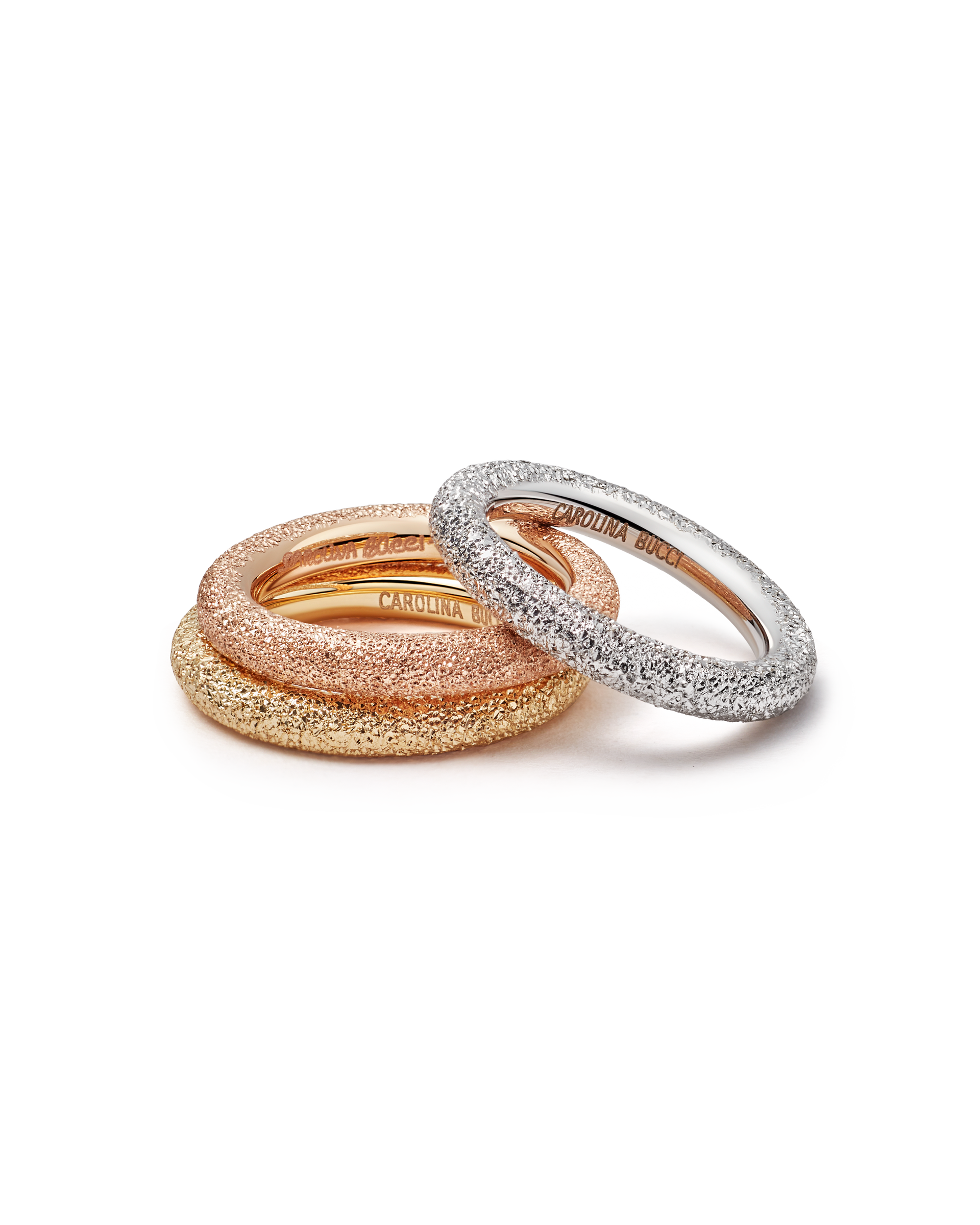 Carolina Bucci 18K リング　#11 Florentine Finish Thick Ring Set Mix Gold | Carolina Bucci