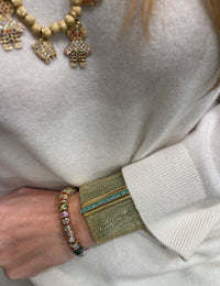 forte beads precious bead bracelet modelled with woven bracelet including pavé clasp 