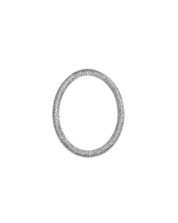 18k white florentine frosted finish gold large oval link on white background