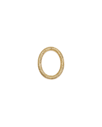 18k yellow florentine frosted finish gold small oval link on white background