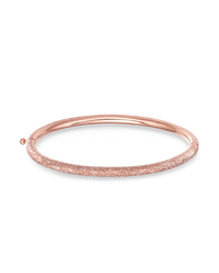 18k pink florentine frosted finish gold thick bangle on white background