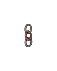 18k black gold three oval links pavé with orange sapphires on white background 