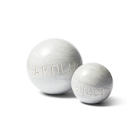 small and Large carrara Bardiglio marble sphere on white background 