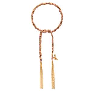 18k yellow gold lucky re-engage bracelet with paper plane charm on white background